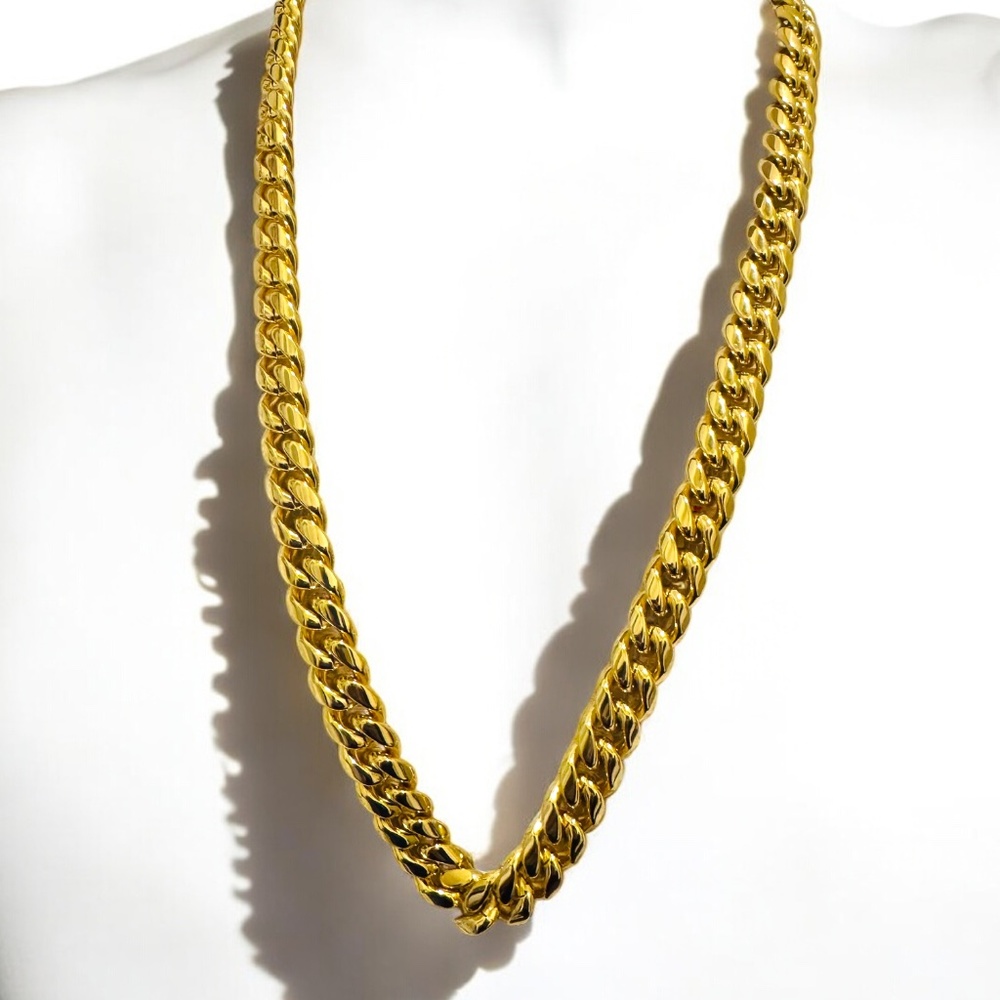 SPCY Gold Cuban Link Chain Necklace 20 Inches With Durable Clasp Bag & Gift Box - Picture 6 of 10